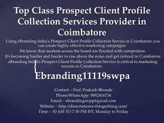 Top Class Prospect Client Profile Collection Services Provider in Coimbatore