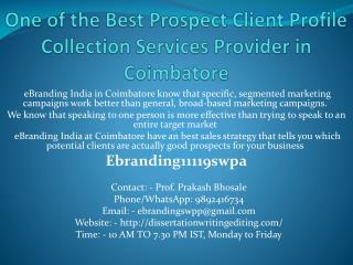 One of the Best Prospect Client Profile Collection Services Provider in Coimbatore