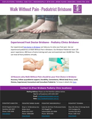 Experienced Foot Doctor Brisbane - Podiatry Clinics Brisbane