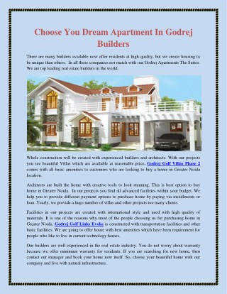 Choose You Dream Apartment In Godrej Builders