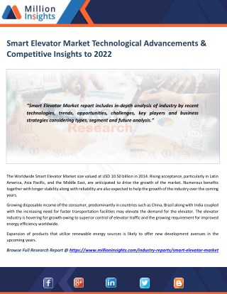 Smart Elevator Market Competitive Landscape with Industry Driver & Growth Rate to 2022