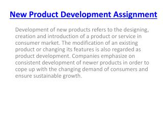 New Product Development Assignment