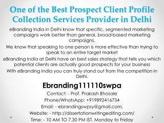 One of the Best Prospect Client Profile Collection Services Provider in Delhi