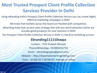 Most Trusted Prospect Client Profile Collection Services Provider in Delhi