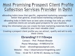 Most Promising Prospect Client Profile Collection Services Provider in Delhi