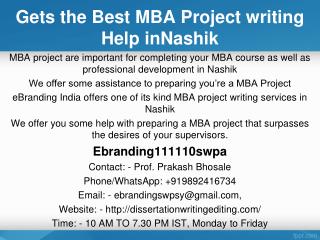 Gets the Best MBA Project writing Help in Nashik