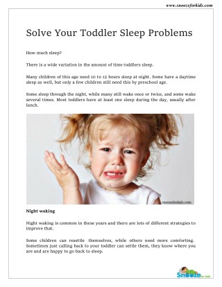 Solve Your Child's Sleep Problems - Snooze For Kids