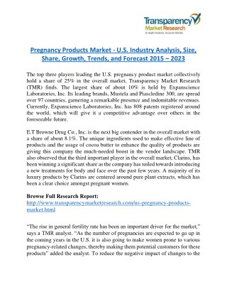 Pregnancy Products Market: Upcoming Demands and Growth Analysis