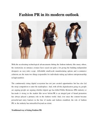 Fashion PR in its modern outlook