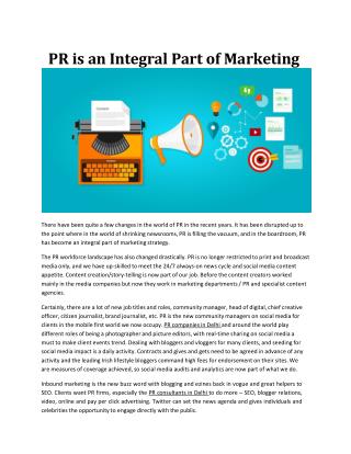 PR is an Integral Part of Marketing