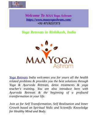 Yoga & Ayurveda Retreats In Rishikesh, India