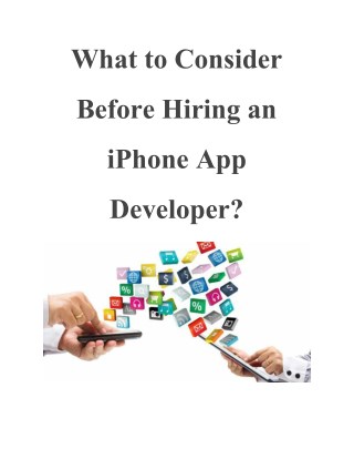 What to Consider Before Hiring an iPhone App Developer?