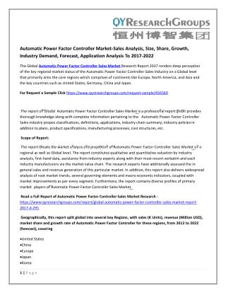 Automatic Power Factor Controller Market-Sales Analysis, Size, Share, Growth, Industry Demand, Forecast, Application Ana