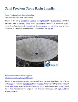 Semi Precious Stone Basin Supplier