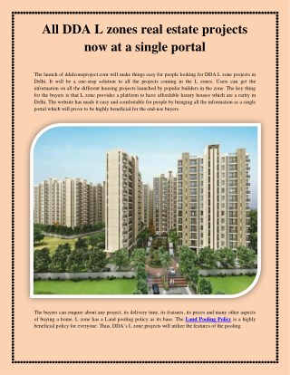 All DDA L zones real estate projects now at a single portal