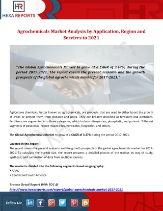 Agrochemicals Market Analysis by Application, Region and Services to 2021