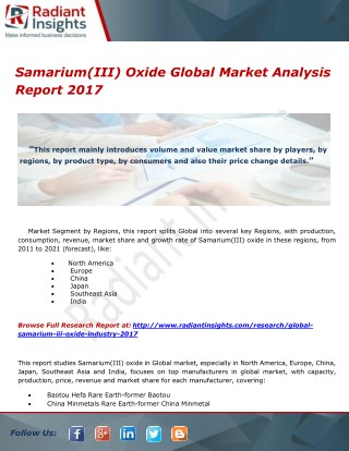 Samarium(III) Oxide Global Market Analysis Report 2017