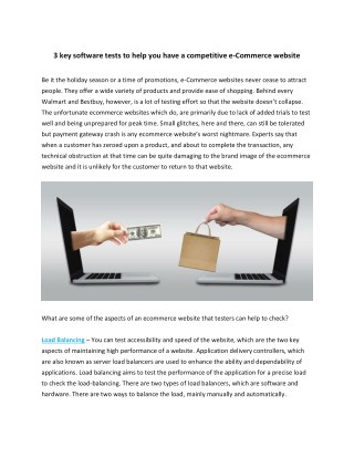 3 key software tests to help you have a competitive e-Commerce website