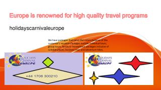 European Holidays Experts DMC for UK , Europe Holidays packages