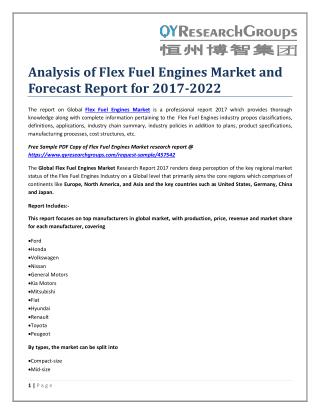 Analysis of Flex Fuel Engines Market and Forecast Report for 2017-2022