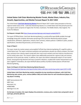 Cold Chain Monitoring Market-Trends, Market Share, Industry Size, Growth, Opportunities, and Market Forecast Report To 2