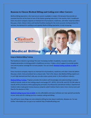 Reasons to Choose Medical Billing and Coding over other Careers