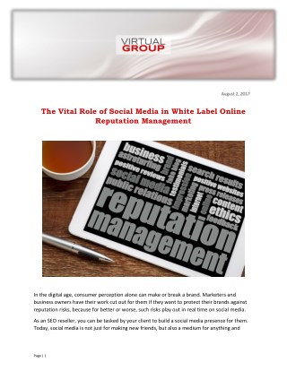 The Vital Role of Social Media in White Label Online Reputation Management