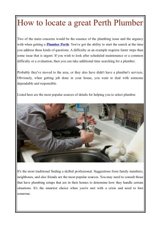 247 Plumber Perth WA