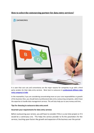 How to select the outsourcing partner for data entry services