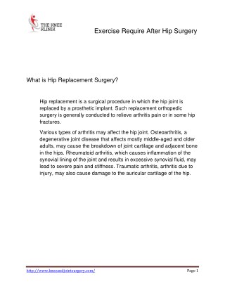Exercise Require After Hip Surgery | Hip Replacement Surgeon | Dr.Anshu Sachdev