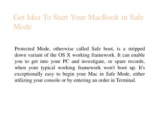 Get Idea To Start Your MacBook in Safe Mode