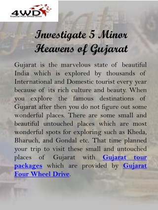 Investigate 5 Minor Heavens of Gujarat