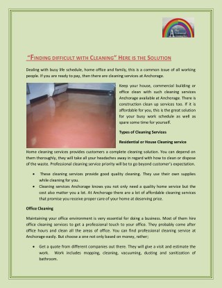 “Finding difficult with Cleaning” Here is the Solution : A Plus Professional Cleaning
