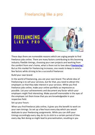 Freelancing like a pro