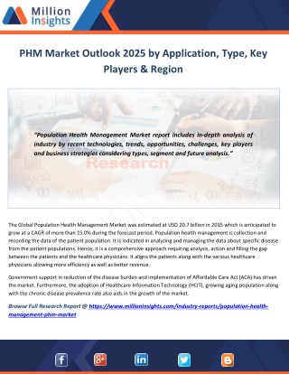 PHM Market Study by Key Manufacturers, Regions, Type and Application to 2025