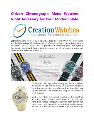 Citizen Chronograph Mens Watches - Right Accessory For Your Modern Style