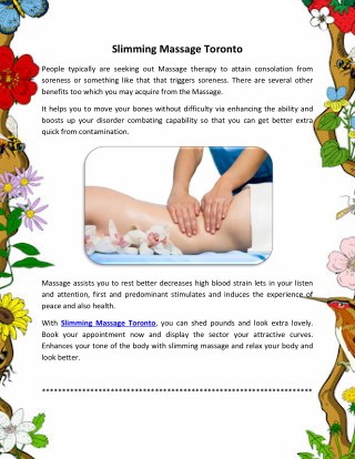 Where to get Best Slimming Massage in Toronto?