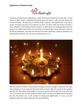 Significance of Diwali in India