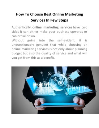 How To Choose Best Online Marketing Services In Few Steps