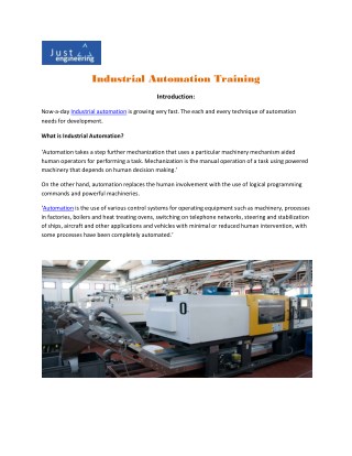 Industrial automation training in Pune | Just Engineering