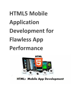 HTML5 Mobile Application Development for Flawless App Performance