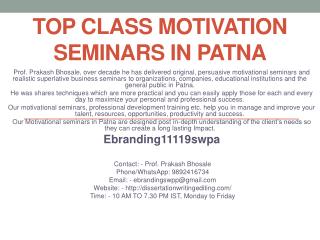 Top Class Motivation Seminars in Patna