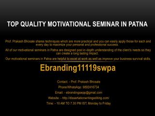 Top Quality Motivational Seminar in Patna