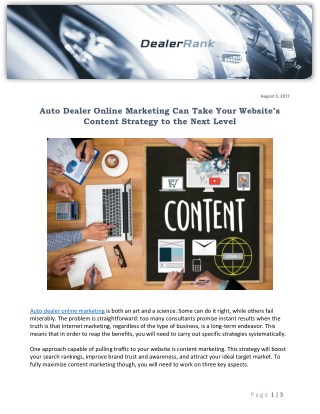 Auto Dealer Online Marketing Can Take Your Website’s Content Strategy to the Next Level