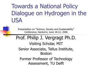 Towards a National Policy Dialogue on Hydrogen in the USA