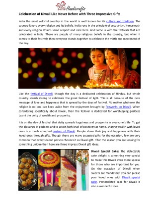 Celebration of Diwali Like Never Before with Three Impressive Gifts