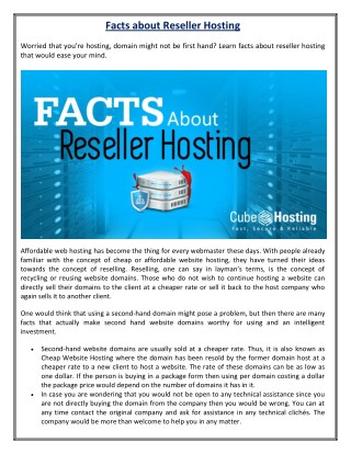 Facts about Reseller Hosting