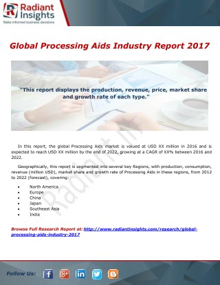 Global Processing Aids Industry Report 2017