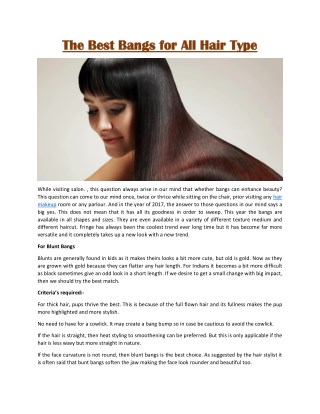 Ppt The Best Bangs For All Hair Type Powerpoint Presentation