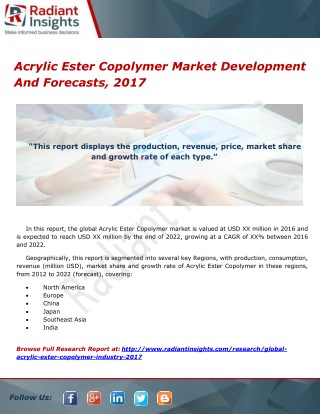 Acrylic Ester Copolymer Market Development And Forecasts, 2017